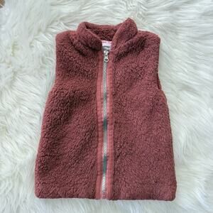 Little Lass | Girls Mauve Pink Fuzzy Vest Layering Full Zip Zipper Top Size 2T